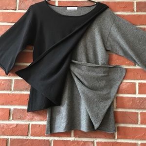 Kim Bernardin Paris Two-Tone Sweater – Black/Grey – Artsy Minimalist Style